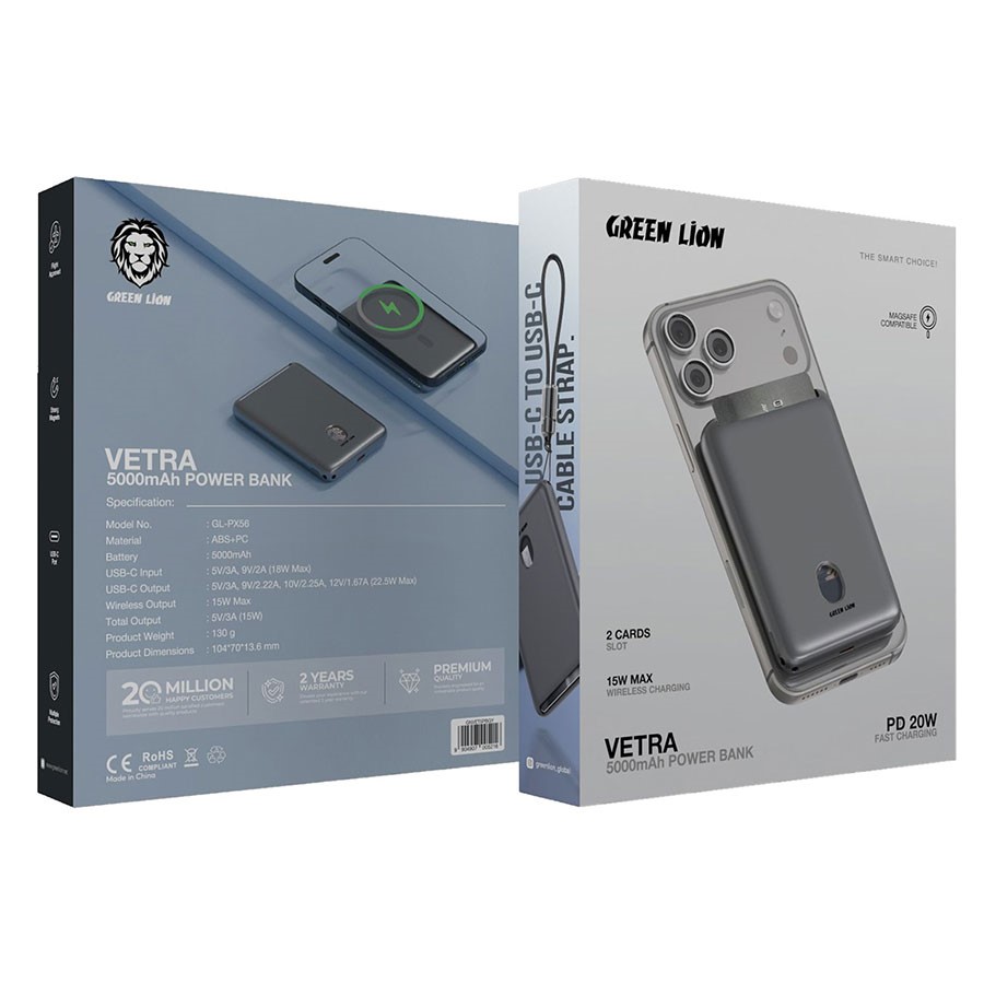 پاوربانک گرین لاین مدل VETRA 5000Mhs