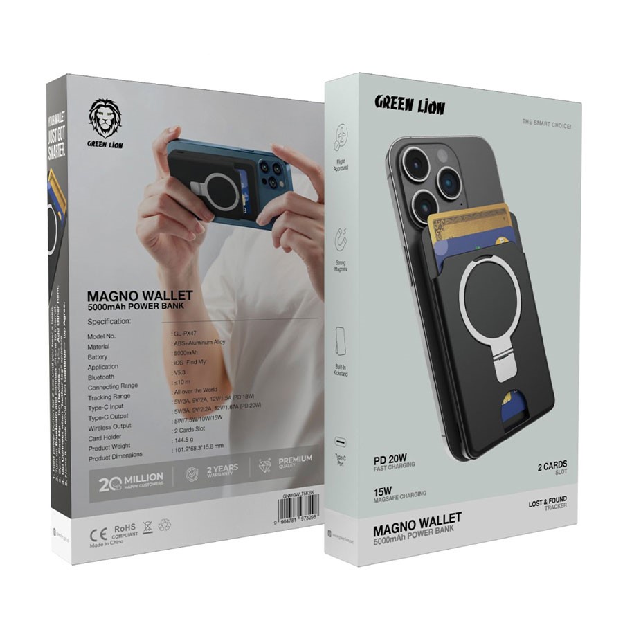 پاوربانک گرین لاین مدل MAGNO WALLET 5000Mhs