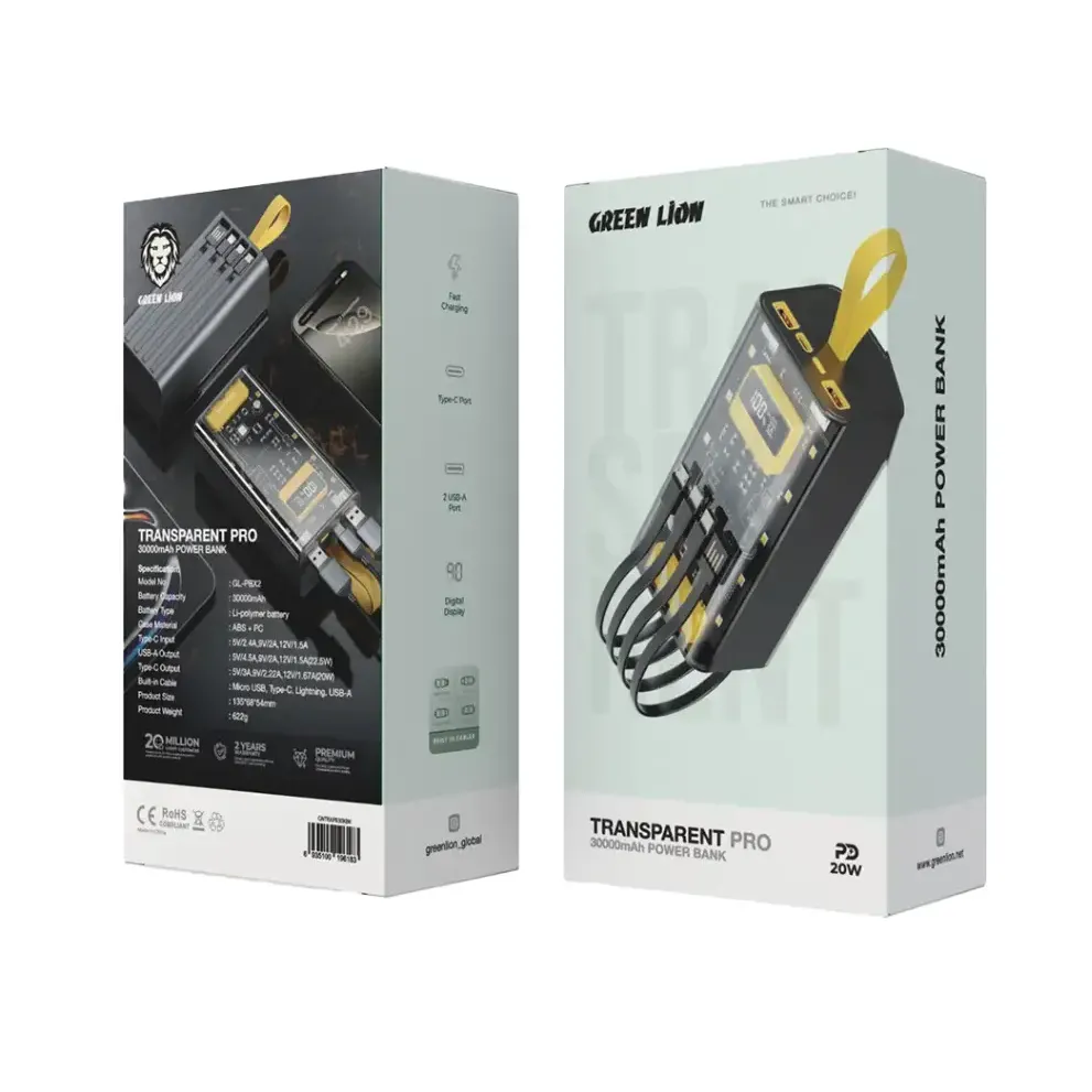 پاوربانک گرین لاین مدل Transparent pro 10000Mah