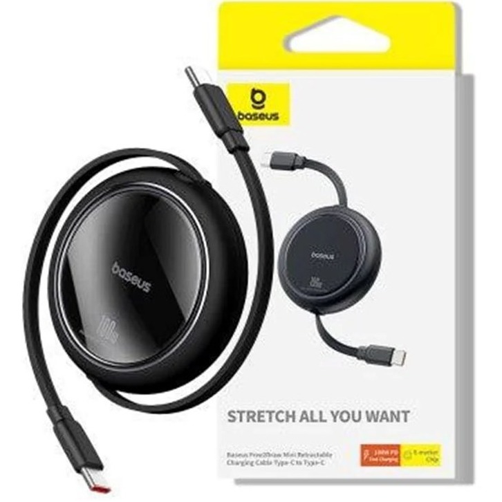 کابل 100 وات تایپ سی بیسوس مدل Free2Draw Mini Retractable